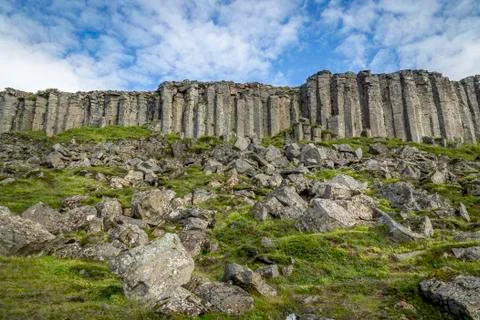 Gerduberg, basalt cliffs Stock Photos