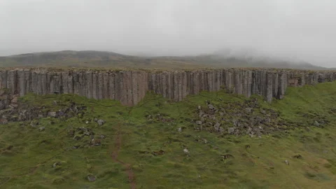 Gerðuberg Cliffs Sweeping Drone Stock Footage 186773979