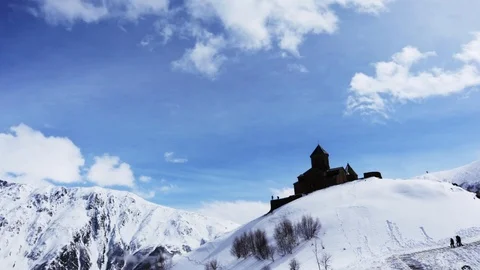 Gergeti Trinity Church - Time lapse 動画素材 107828380