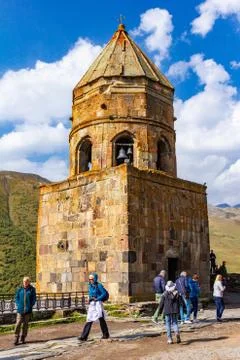 Gergeti Trinity Church Tsminda Sameba, Holy Trinity Church near the village o Foto stock