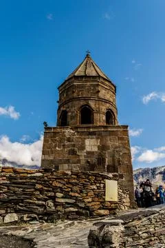Gergeti Trinity Church (Tsminda Sameba), Mount Kazbegi Stock Photos