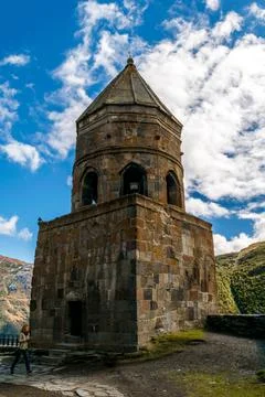 Gergeti Trinity Church (Tsminda Sameba), Mount Kazbegi Stock Photos