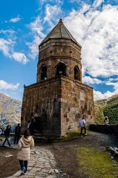 Gergeti Trinity Church (Tsminda Sameba), Mount Kazbegi Stock Photos