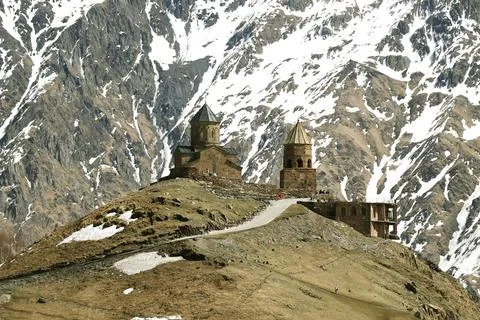 Gergeti Trinity Church (Tsminda Sameba), Holy Trinity Church Stock-Fotos
