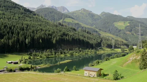 Gerlostal valley with hiking path and european alps 스톡 동영상 66509668