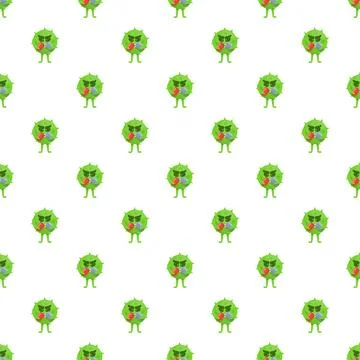 Germ characters holding capsules seamless pattern Illustrazione stock