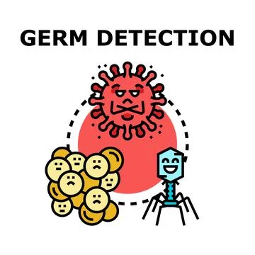 Germ detection concept showing various microbial organisms Stock Illustration