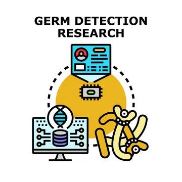 Germ detection research concept analyzing microorganism data Stock Illustration