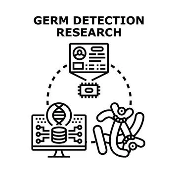 Germ detection research concept analyzing microorganism data Stock Illustration