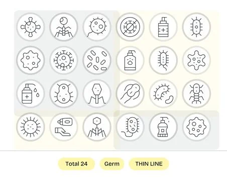 Germ Scalable Vector Set featuring 24 Display Perfect Thin Line Retina Read.. 库存插图