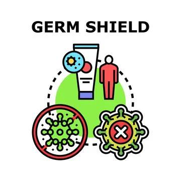 Germ shield protecting human from bacteria and viruses Illustrazione stock