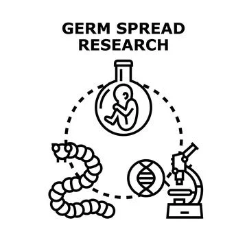 Germ spread research concept of infection disease studies Illustrazione stock