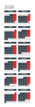 German 2026 Vertical 2x6 Grid Blank Yearly Planner Sheet Clean Corporate Annual Stock Illustration