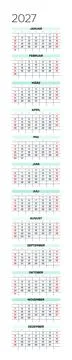 German 2027 Vertical Linear Grid Creative Studio Multi Month Planner Minimali Illustrazione stock