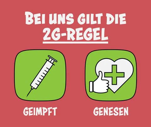 German 2G Rule sign, access for vaccinated and recovered people イラスト素材