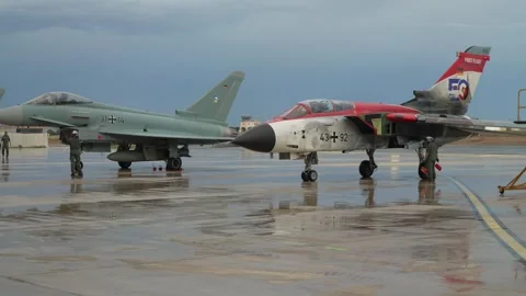 German Air Force Tornado IDS jets parked at Malta Airshow 2025 in Luqa, Malta Stock Footage 340899606