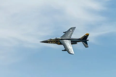 German Alpha jet in flight Stock-Fotos