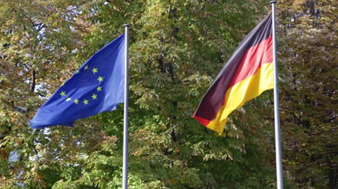 German and European flags Stock Footage 31869378