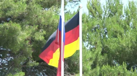 German and russian flags. Stock Footage 11412750