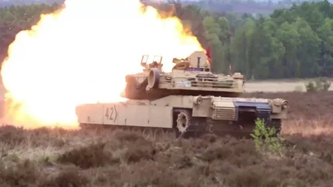 German and US Forces Train Together at Panzer Thrust, Bergen-Hohne, Germany Stock Footage 75832784