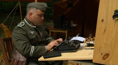 German army communications typing Stock Footage 43057809