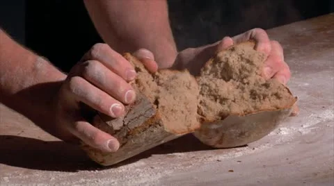 German bakery brake fresh bread with steam Stock Footage 12066771