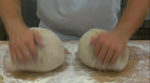 German bakery kneading bread frontal slow motion 10769 Stock Footage 12537969