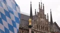 German Bavarian Flag Mariensaule Marian Column Golden Statue Marienplatz Munich HD Footage