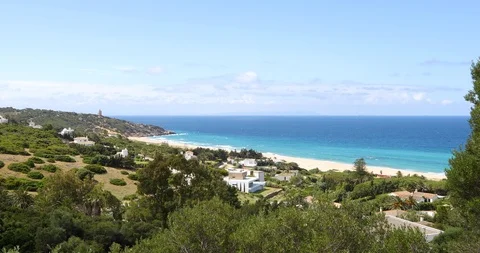 German Beach in Spain from backwards Stock Footage 91009675