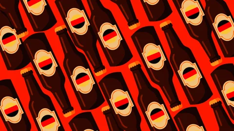 German Beer Bottle Oktoberfest Pattern Animated Motion Graphic Background Stock Footage 345931826