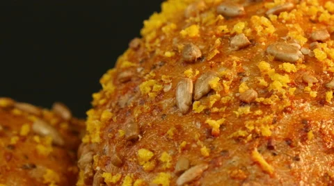 German bread radial dolly spelt chia bun close Stock Footage 64061290