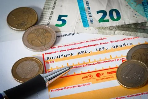 German Broadcasting Fee Payment Form for Public Media Contribution and Edit.. Stock Photos