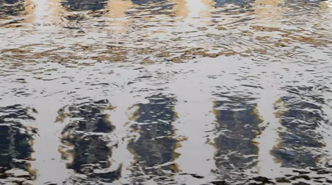 German building mirroring in a river Stock Footage 1107581
