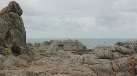 German bunker hidden between rocks 스톡 동영상 8607793