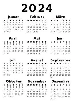 GERMAN calendar for 2024. Printable, editable vector illustration for Germany Stock Illustration