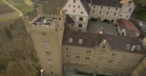 German Castle Aerial Shot Stock Footage 75371204