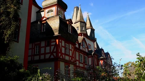 The german castle of hungen 4k video with a pan Stock Footage 346823870
