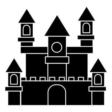 German castle icon, vector illustration, black sign on isolated background Ilustración de archivo