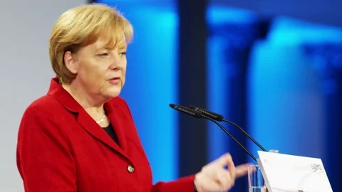 German Chancellor - Angela Merkel Stock Footage