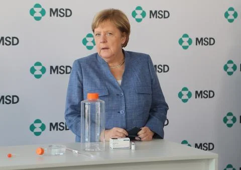 German Chancellor visits Ebola vaccine producer MSD, Burgwedel, Germany - 17 Sep Stock Photos