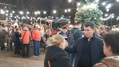 German Christmas Market Sofia 1 People Stock Footage 122277245