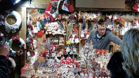 German Christmas Market Sofia 2 Shop Decoration Stock Footage 122277273