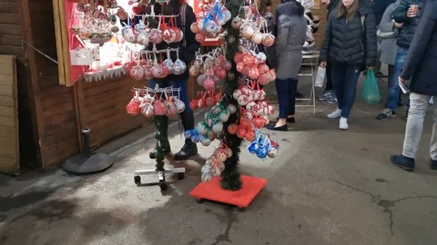 German Christmas Market Sofia 4 Decoration Stock Footage 122277267