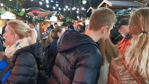 German Christmas Market Sofia 7 Crowd Stock Footage 122277613