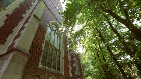 German church outside. Sunlight, Window Video stock 63032006
