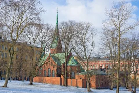 German Church (Saksalainen kirkko) in March afternoon. Helsinki, Finland Stock Photos