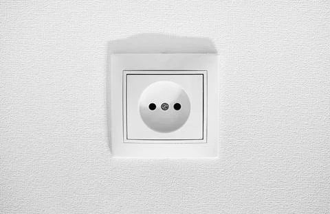 German circular recess socket with two round holes for 2 pins europlugs types C Stock Photos