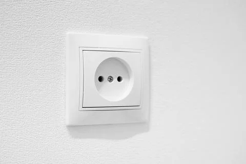 German circular recess socket with two round holes for 2 pins europlugs types C Stock Photos