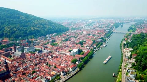 German City On River 3 Stock Footage 142240977