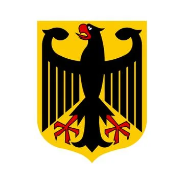German coat of arms with an eagle on a shield. Flat vector emblem. Stock Illustration